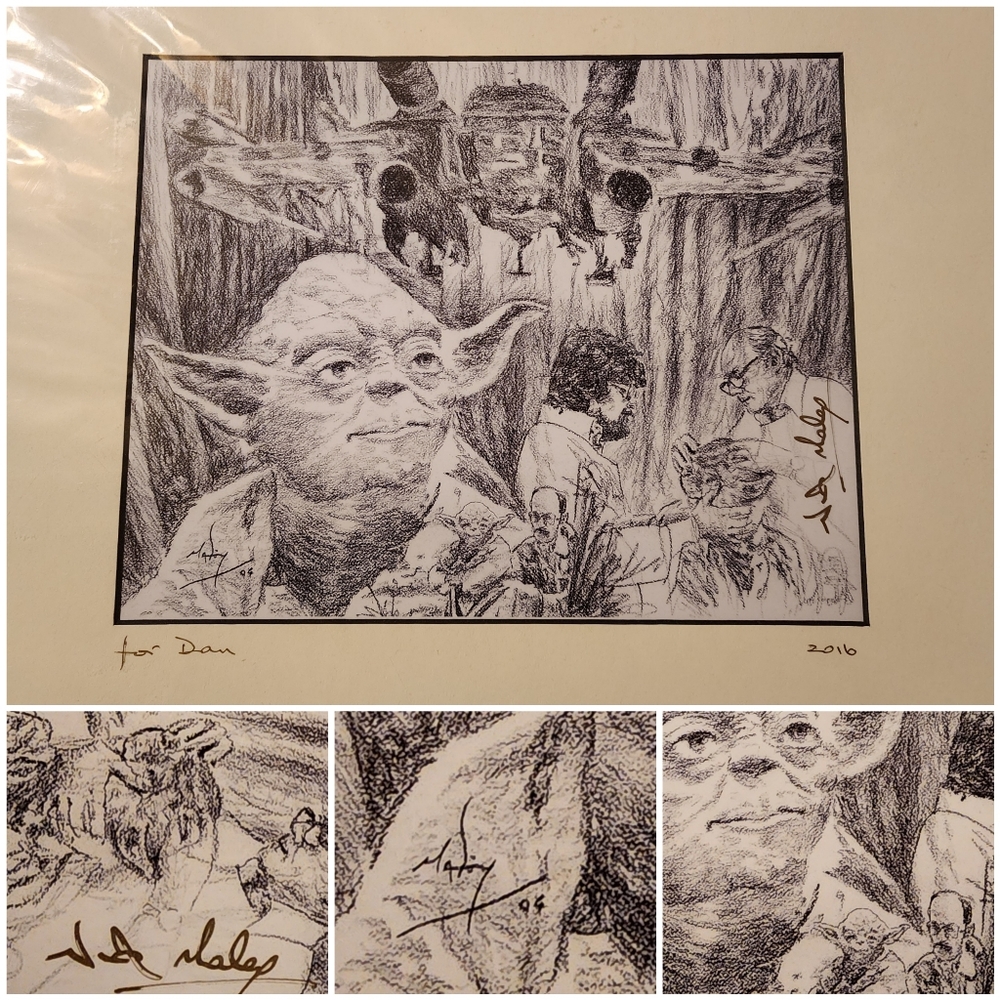 Star Wars Nick Maley Autographed 8 x 10 Jedi Yoda Degobah Sketch!